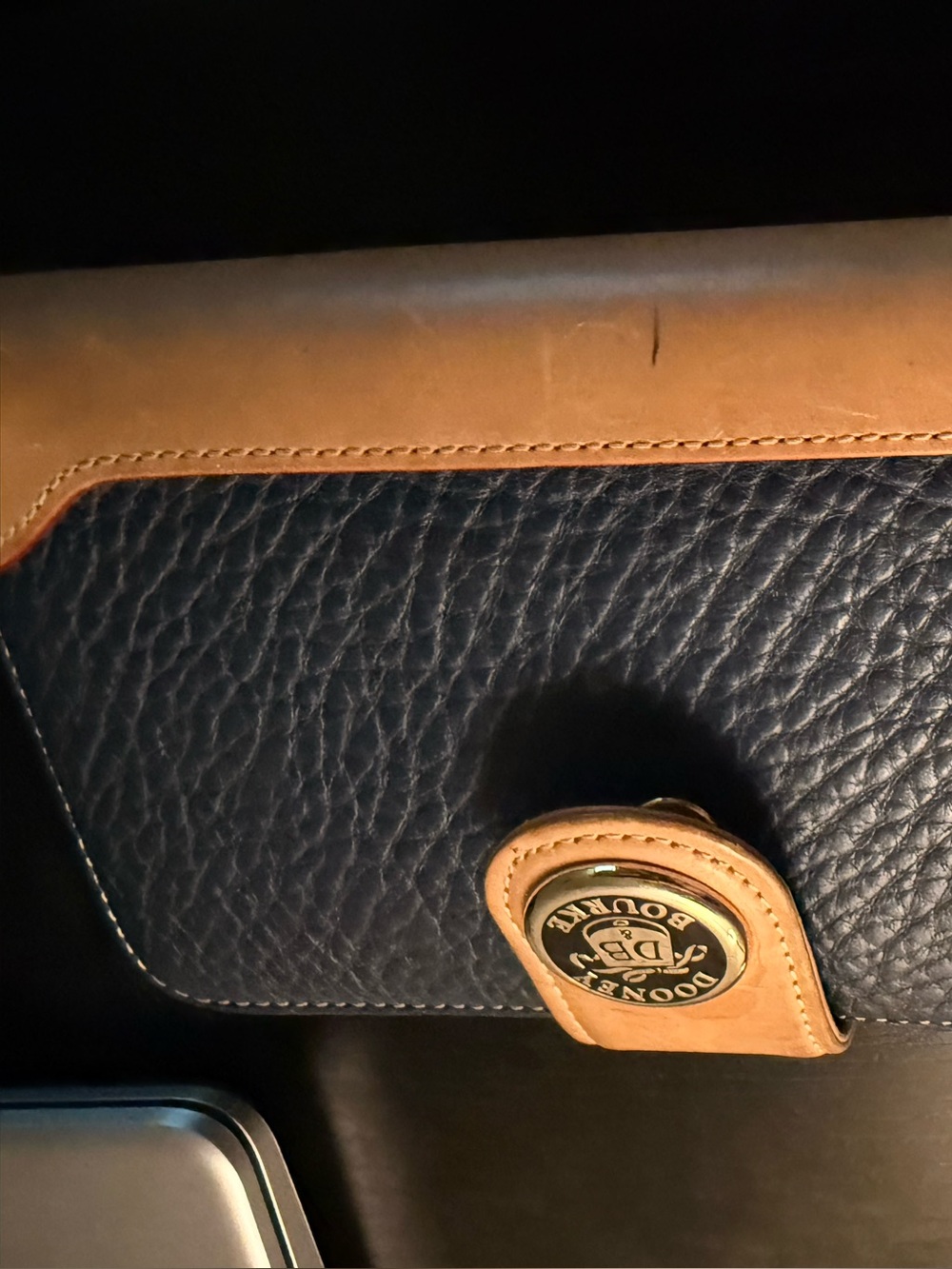 Dooney & Bourke Navy and Tan Leather Zip Wallet - Picture 5 of 7